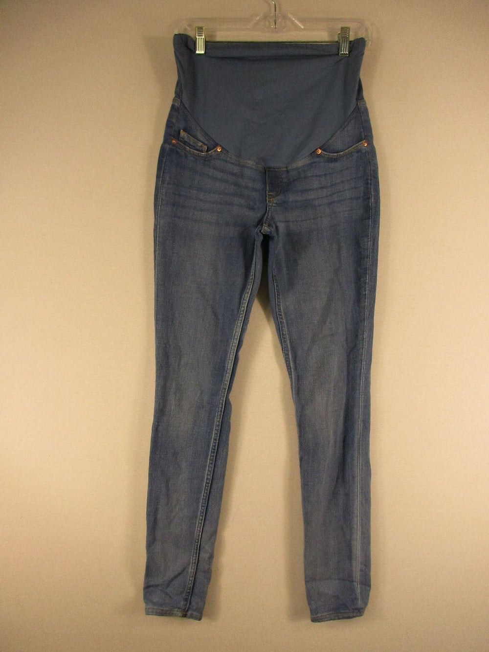 Mama Maternity Jeans Womens M Light Wash Skinny Pull On High Waist Panel Blue