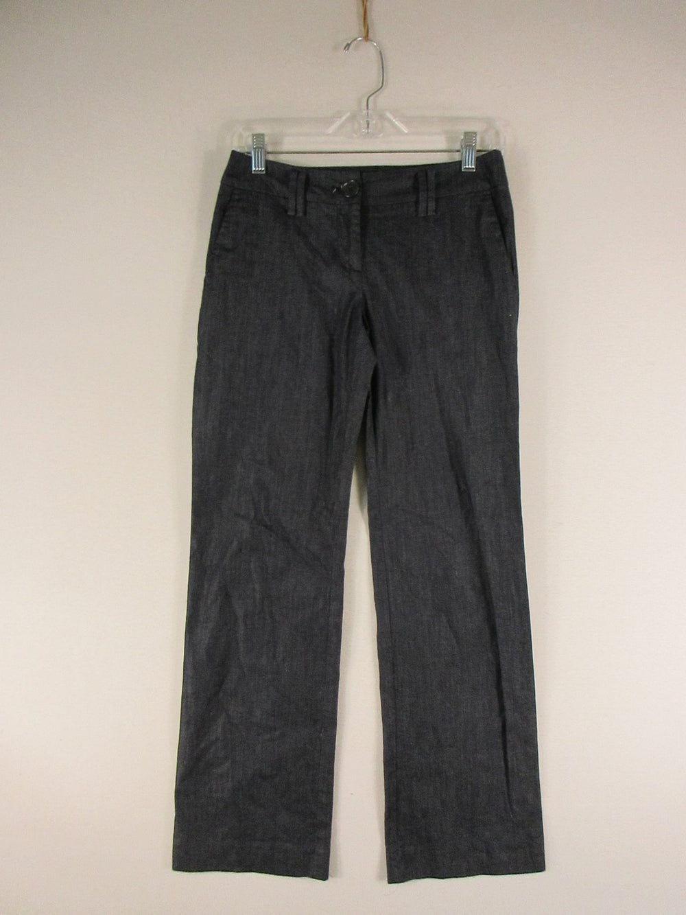 Ann Taylor LOFT Pants Womens 00P Petite Straight Leg Dress Dark Gray Denim Look