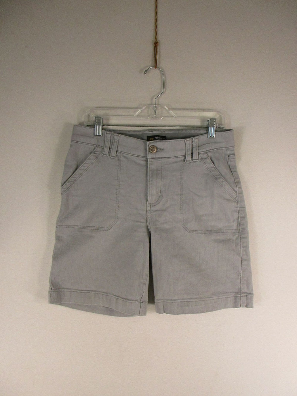 Lee Shorts Womens 12M Regular Fit Mid Rise Gray Cotton Stretch Casual Pockets