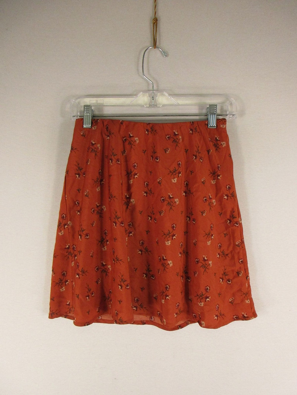 Hollister Skirt Womens S Ultra High-Rise Floral Rust Orange A-Line Lightweight