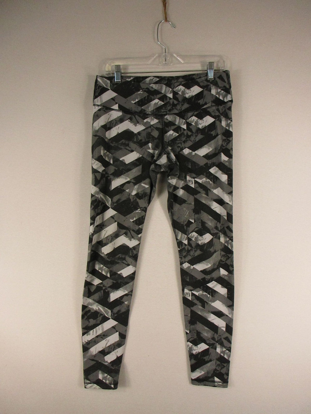 Old Navy Leggings Womens L Gray Black Geometric Active Workout Stretch Printed