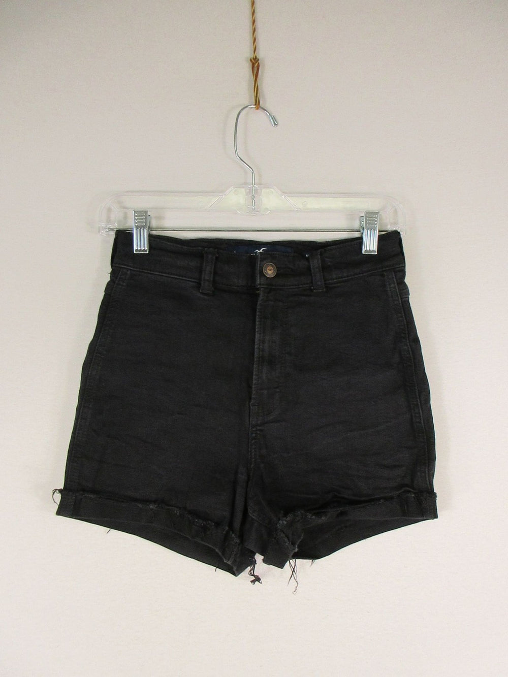 Hollister Shorts Womens 3 W26 High Rise Cutoff Frayed Hem Black Denim Casual