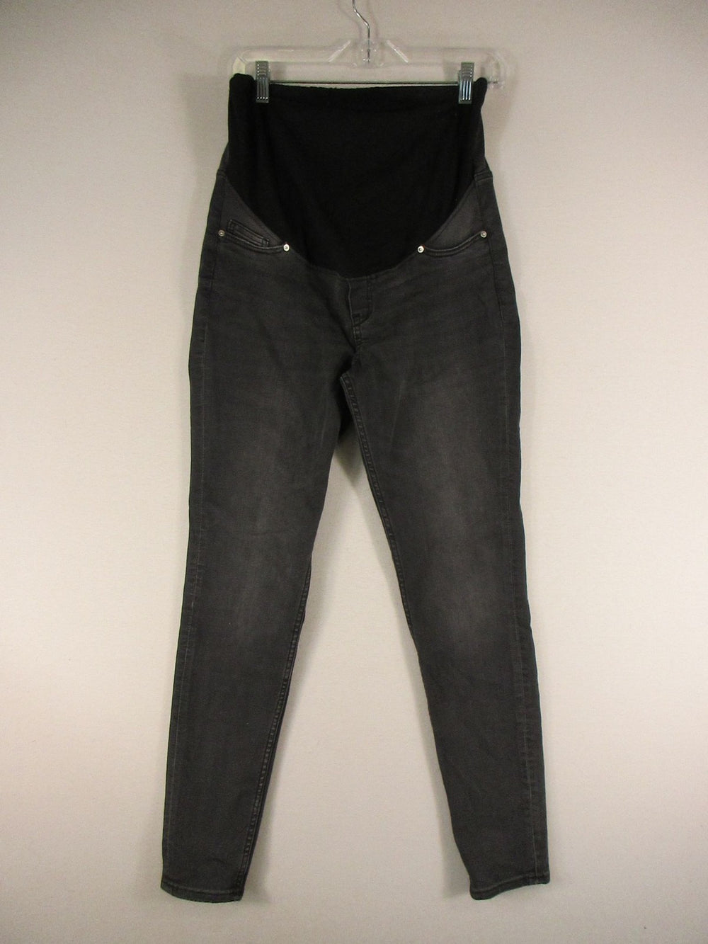 H&M Mama Jeans Womens M Maternity High Waist Skinny Stretch Charcoal Gray Denim