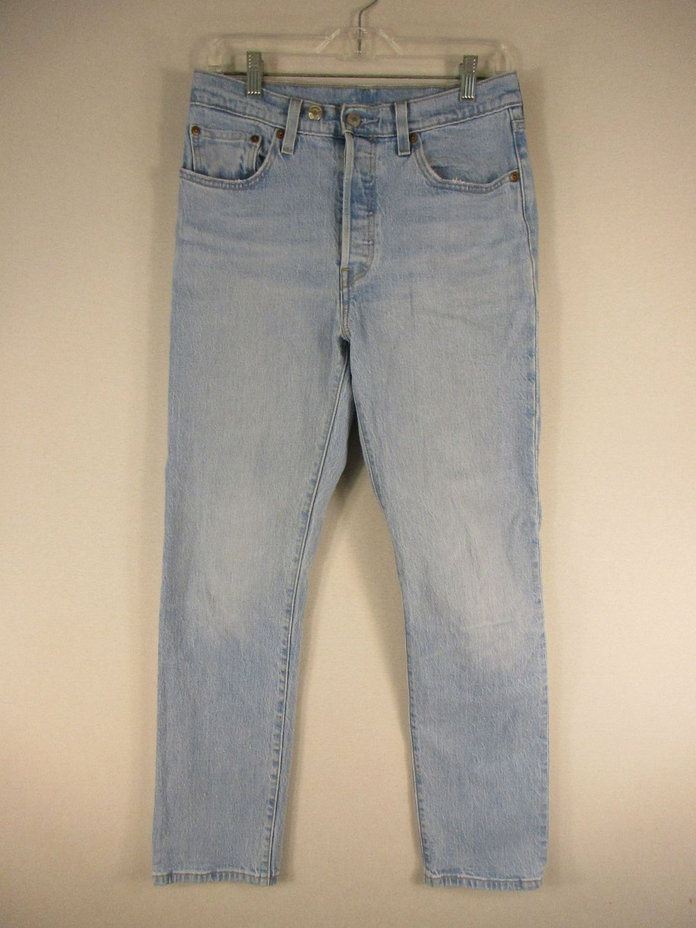 Levis Jeans Mens W28 501 Light Blue Straight Leg Denim
