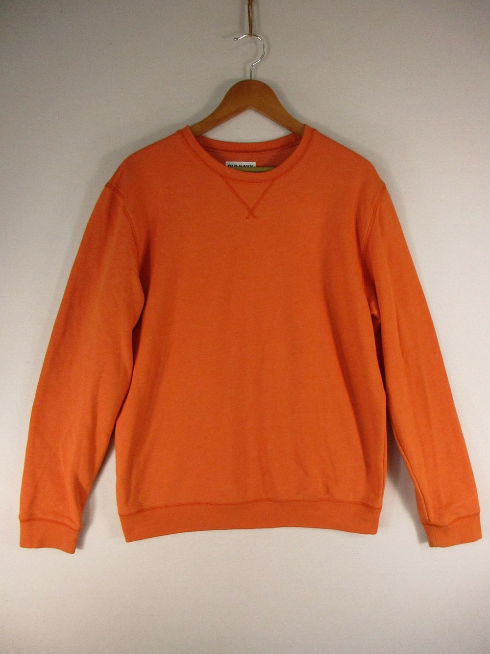 Old Navy Sweatshirt Mens L Orange Crewneck Pullover Fleece Casual Long Sleeve