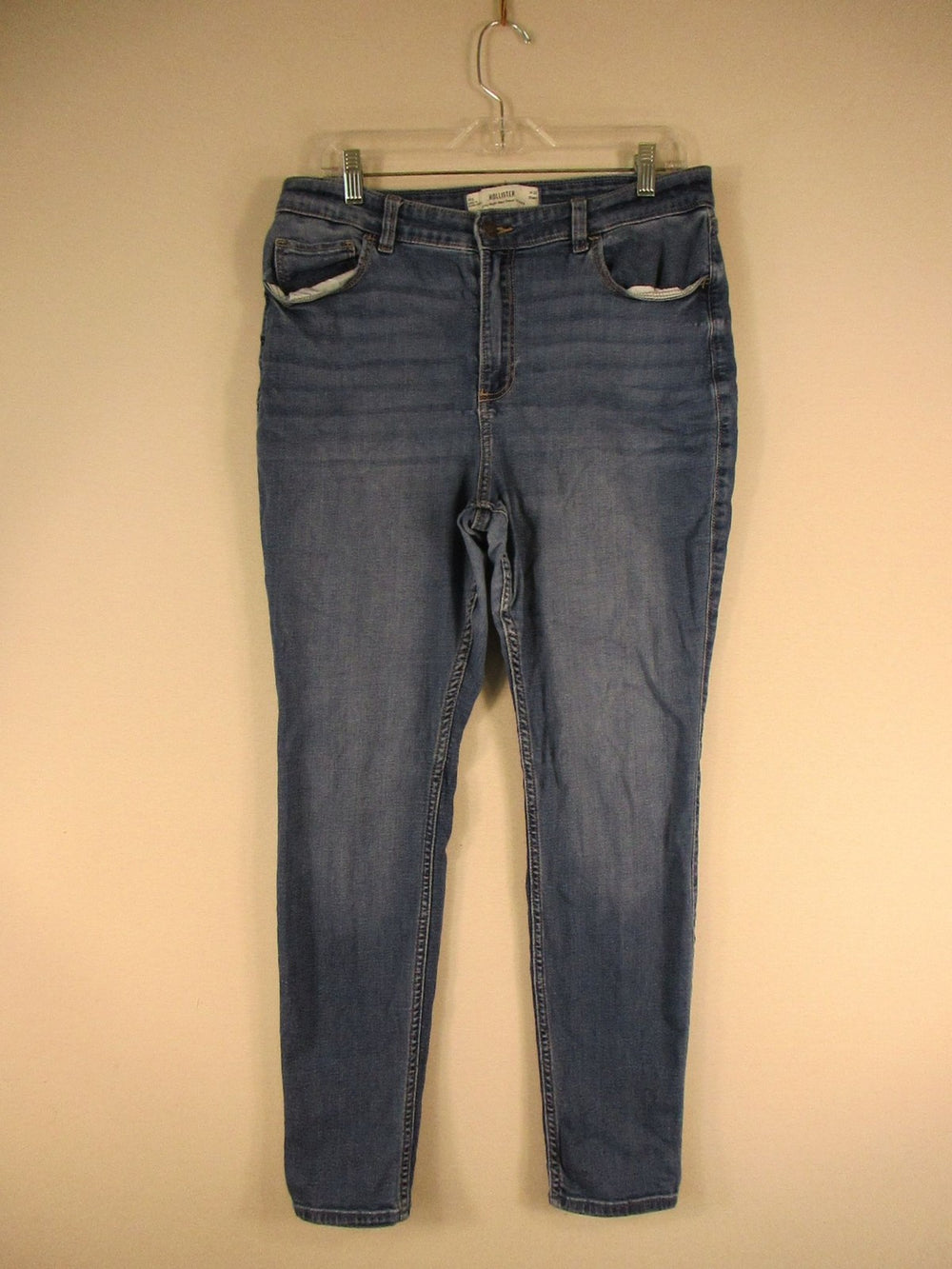 Hollister Jeans Womens W32 Short High Rise Super Skinny Blue Denim Stretch