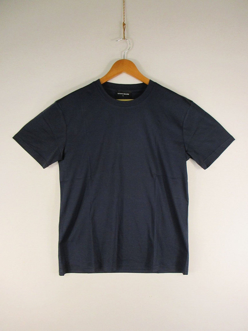 Manvoure T-Shirt Mens L Navy Crew Neck Short Sleeve Solid Classic Casual Tee
