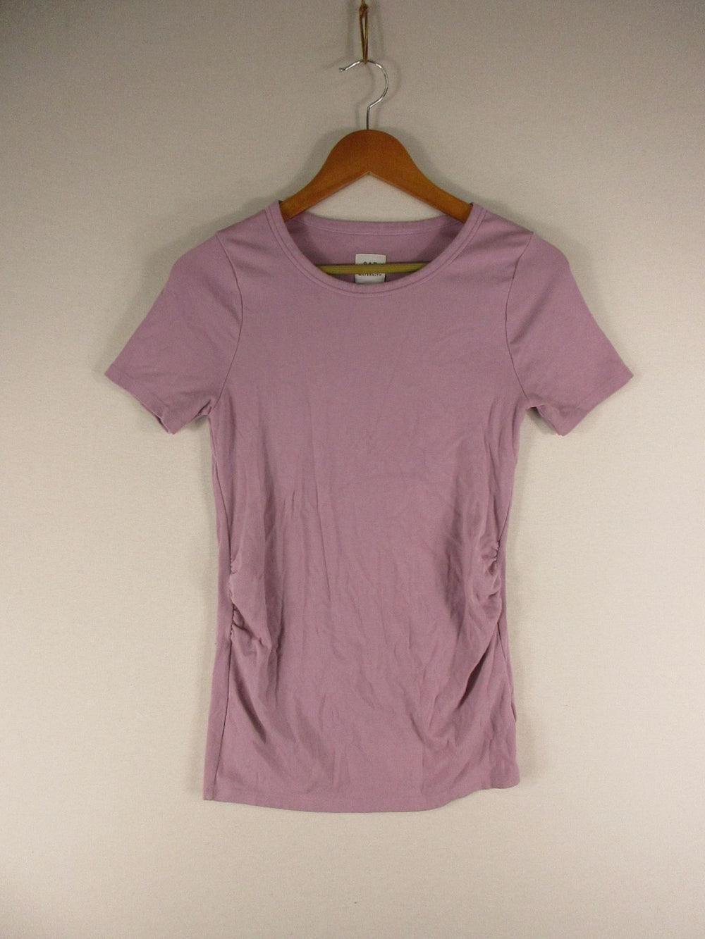 GAP Maternity Shirt Womens S Regular Lavender Short Sleeve Crewneck Tee Ruching