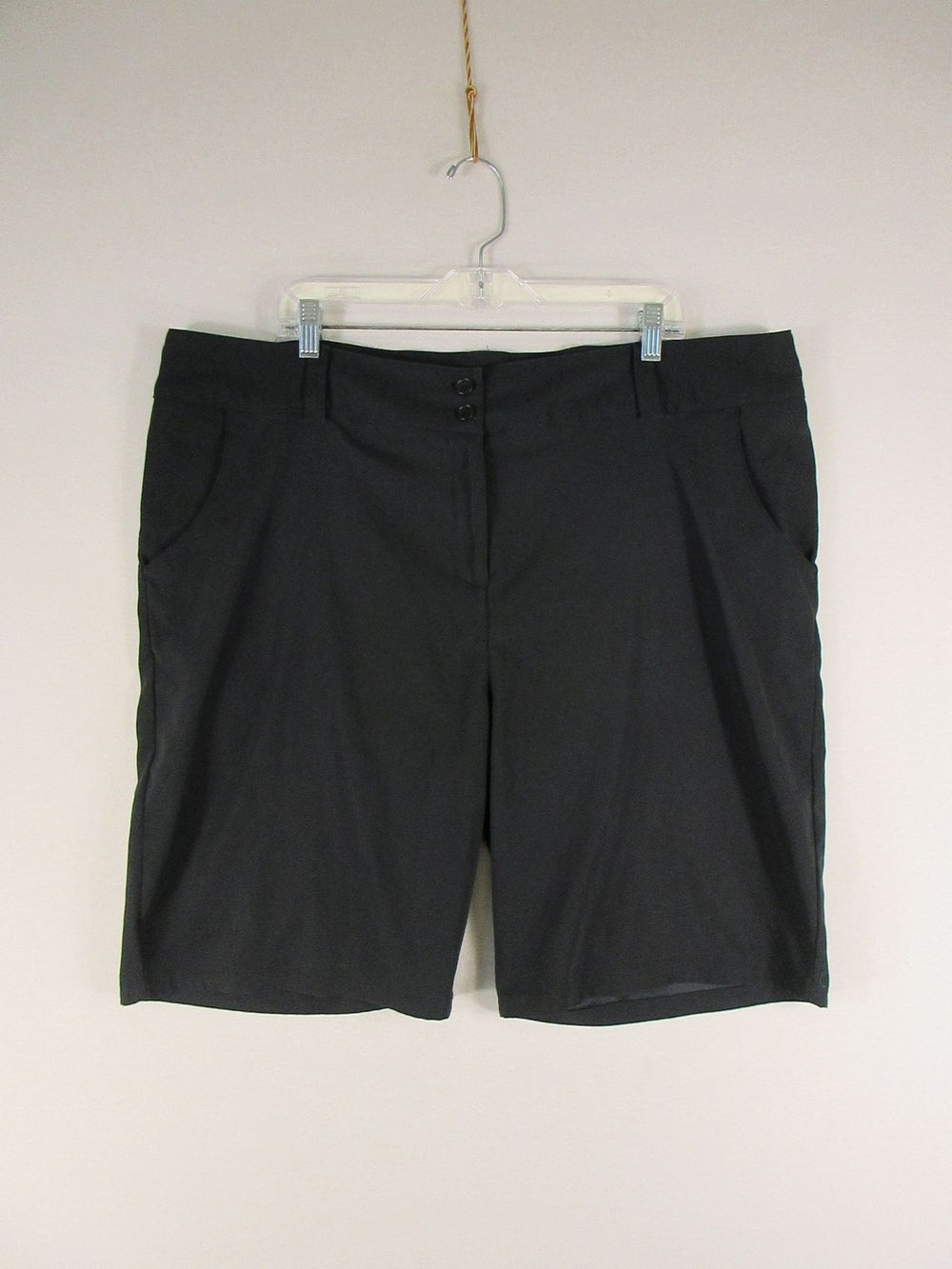 Lopez Shorts Womens 22 Black Bermuda Knee Length Stretch Pockets Button Waist