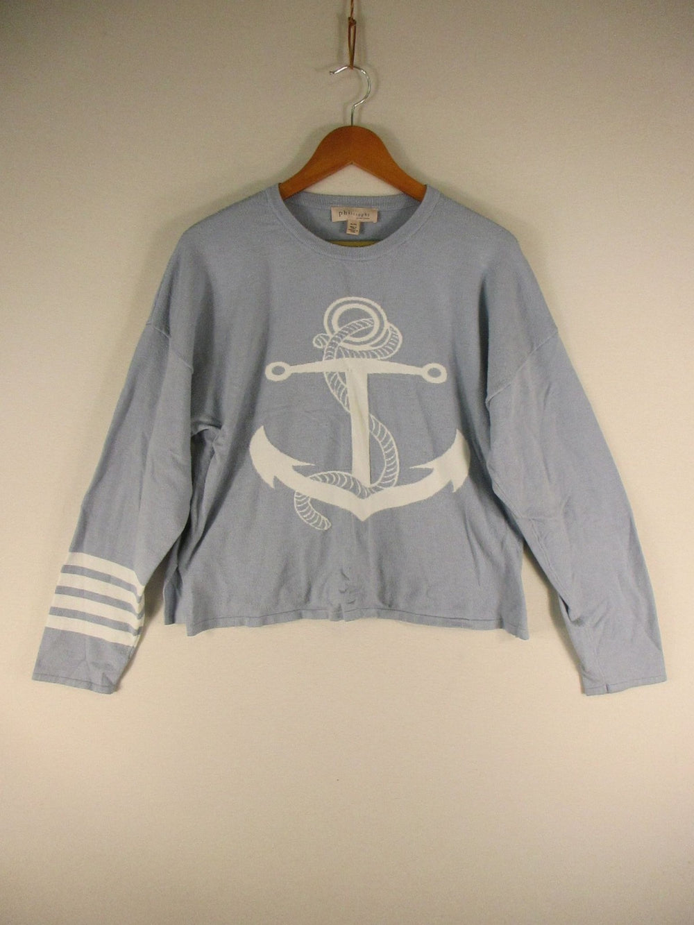 Philosophy Republic Clothing Sweater Womens XL Blue Anchor Graphic Pullover
