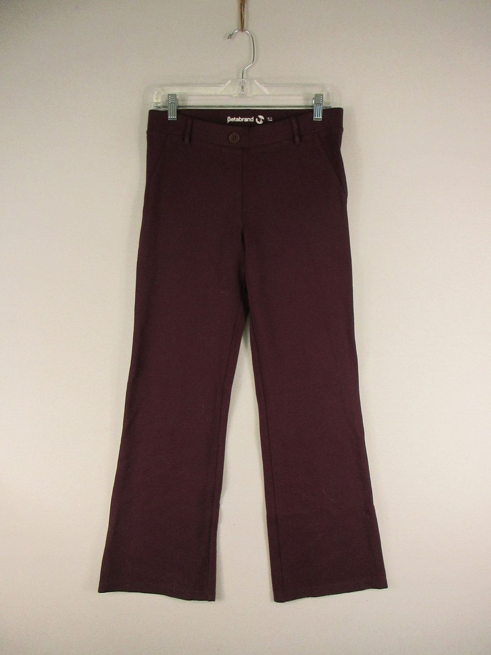 Betabrand Pants Womens M Burgundy Bootcut Button Front Stretch Casual Dress