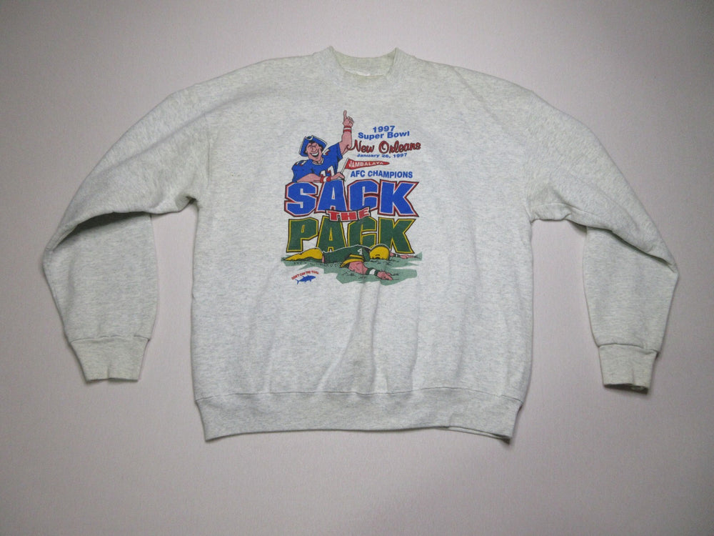 FOTL Sack the Pack Men Vintage Print Crew Neck Sweatshirt Long Sleeve Sz XL Gray