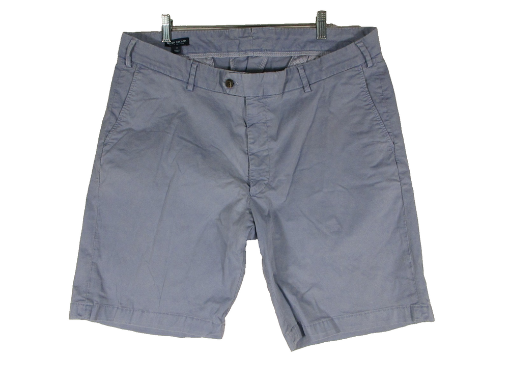 Peter Millar Mens Flat Front Golf Chino Shorts Slash Pockets Size 40 Blue