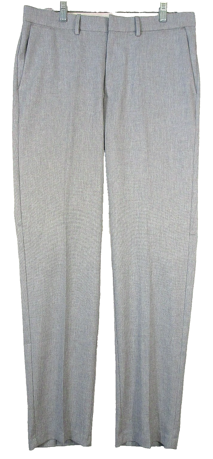 Haggar Mens Pull-On Mid Rise Dress Pants Skinny Leg Pockets Size 34 X 34 Gray