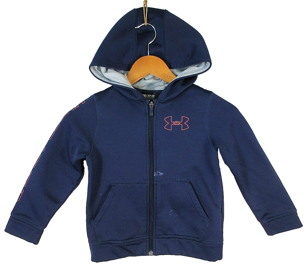 Under Armour Boys Rival Fleece Full-Zip Hoodie Long Sleeve Pockets Size XS Blue