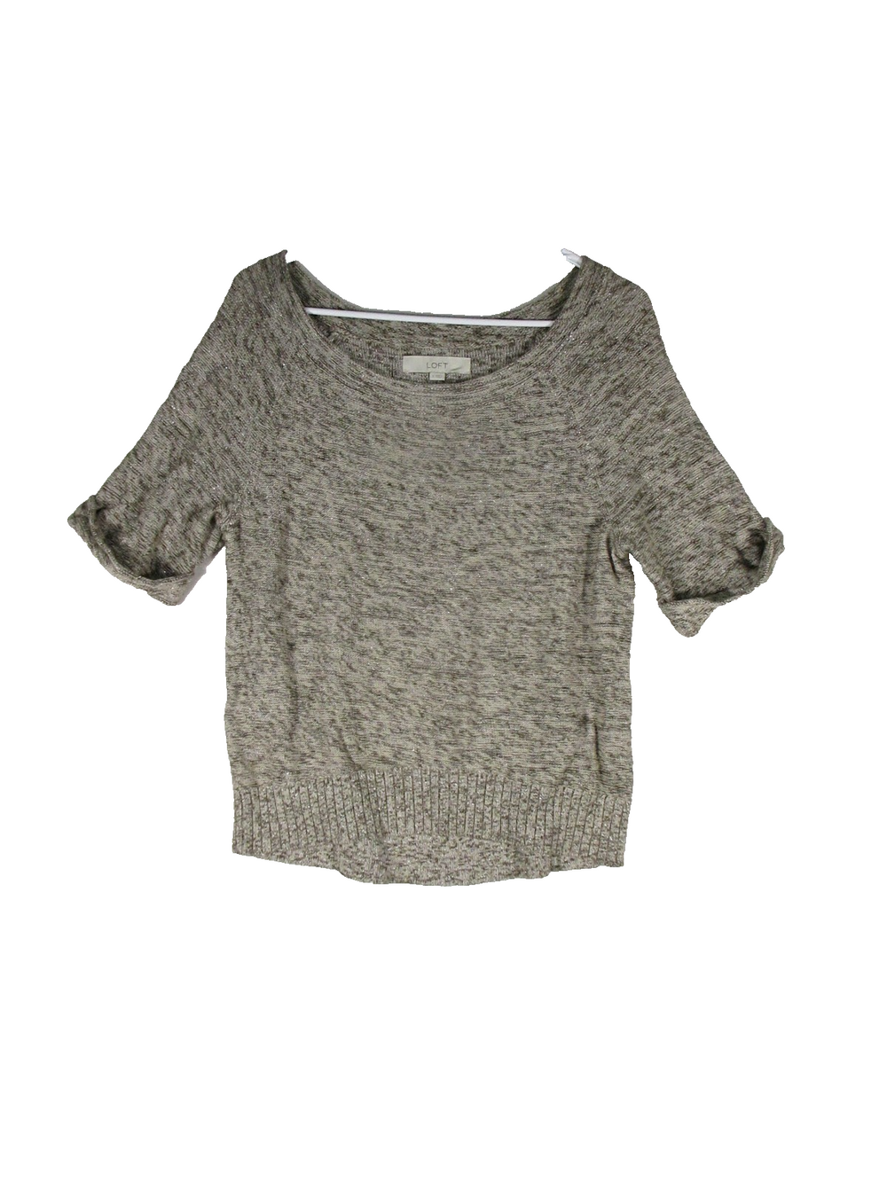 Ann Taylor Loft Womens Pullover Scoop Neck Sweater Short Sleeve Size S Gray