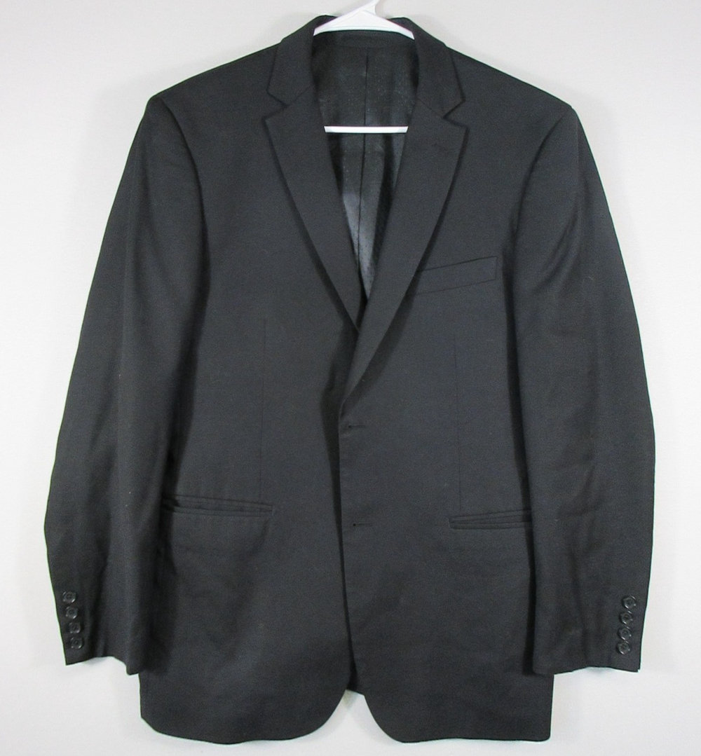 Mantoni Mens Button-Up Blazer Jacket Long Sleeve Notched Collar Size Large Black