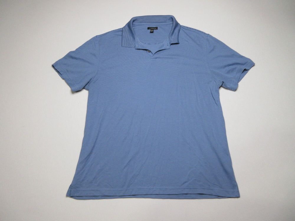 Van Heusen Mens Striped 2 Button Polo Shirt Short Sleeve Collared Size XL Blue