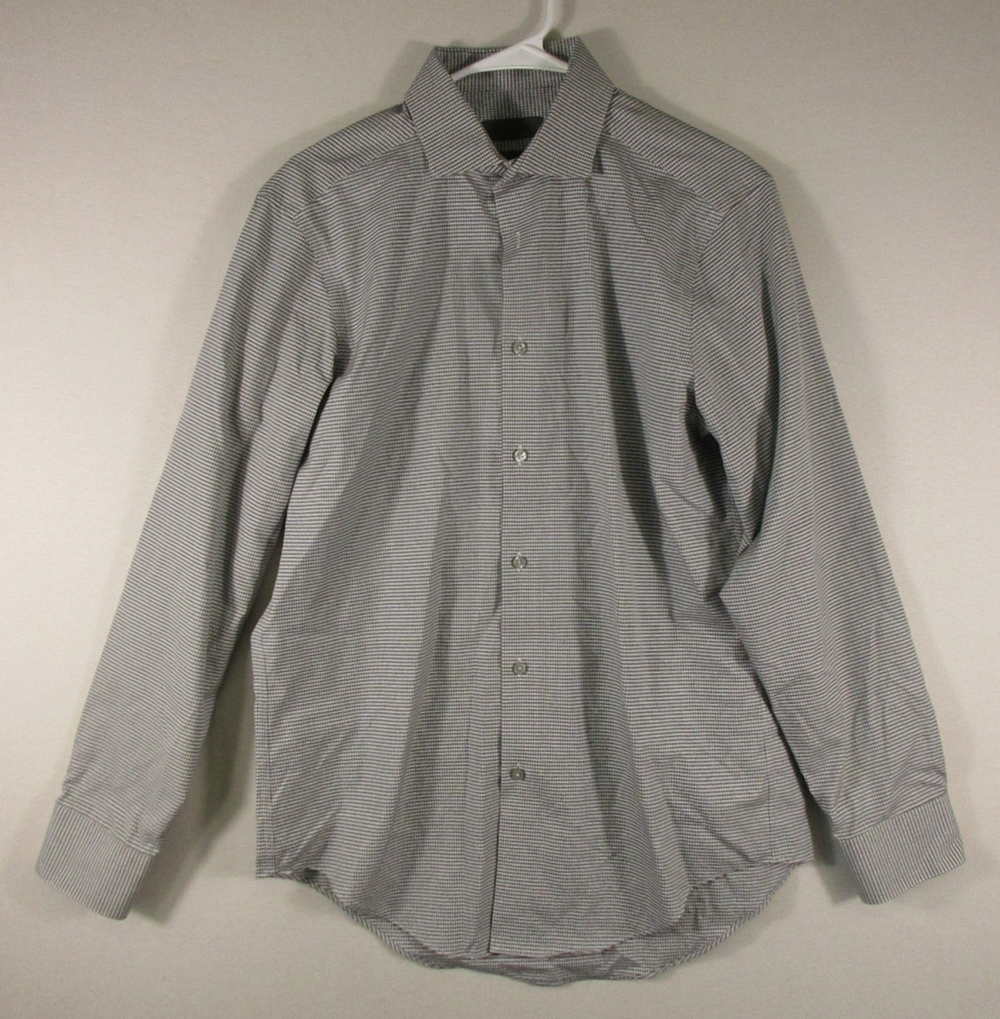 Calvin Klein Mens Slim-Fit Non Iron Shirt Long Sleeve Collared Size 32/33 Gray