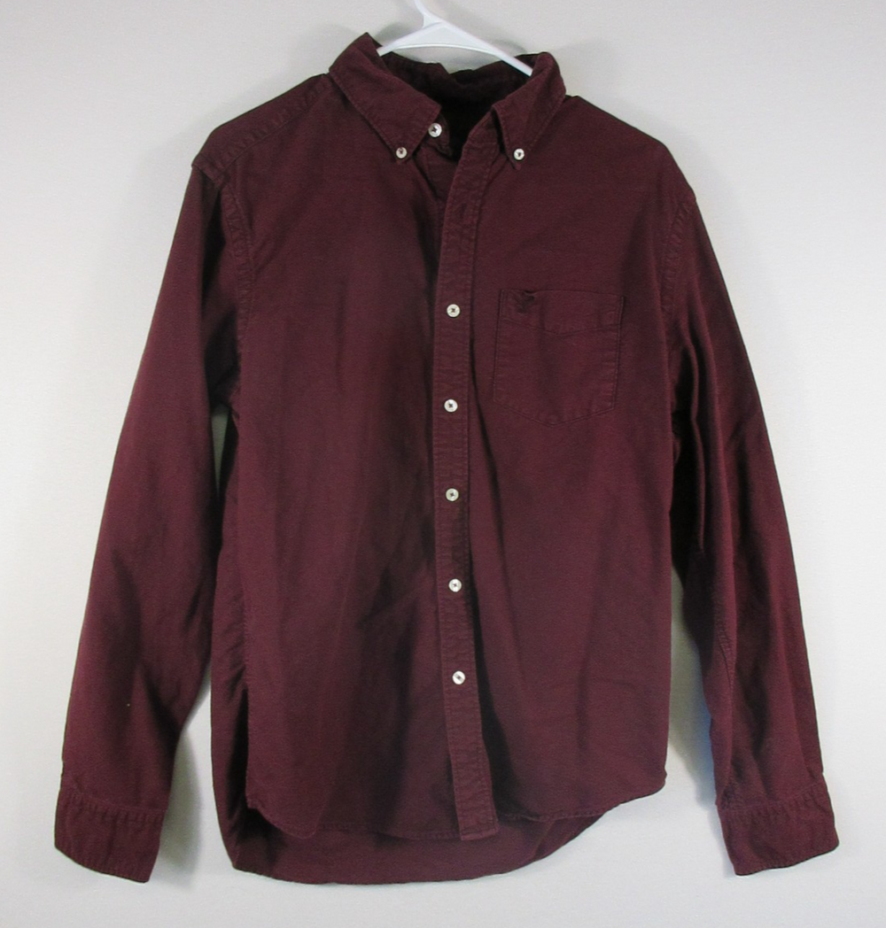 American Eagle Outfitters Mens Button Front Classic Fit Shirt Pockets Size M Red