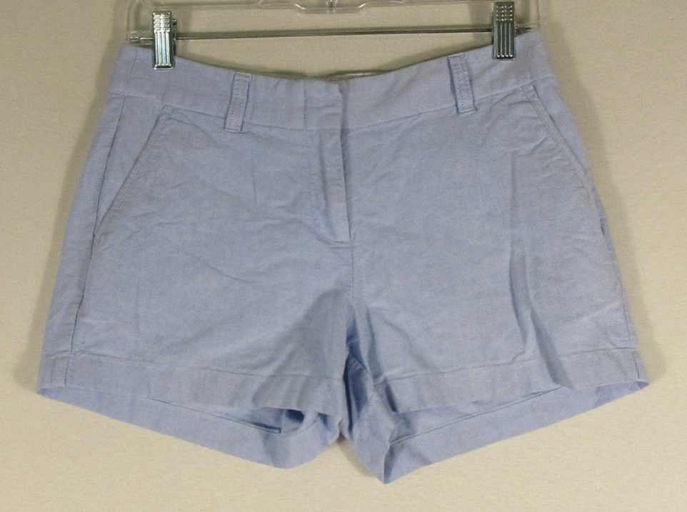 J. Crew Womens Classic Chino Shorts Flat Front Slash Pockets Size 2 Blue