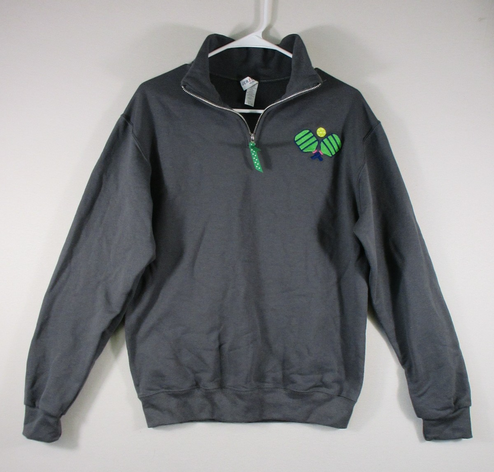 Jerzees Mens Nublend Zip-Up Fleece Sweatshirt Embroidered Long Sleeve Sz S Gray