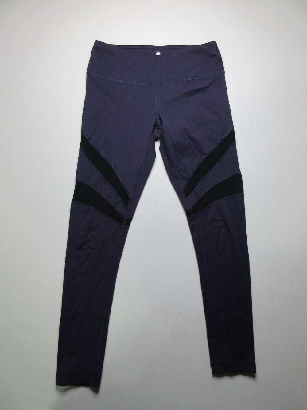 Yogalicious Navy Blue Mesh Cutout Panels Striping Ankle Leggings Women's Size M