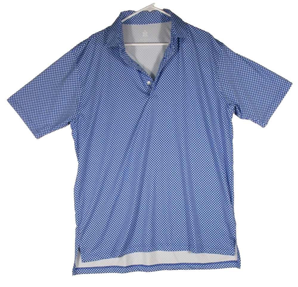 TurtleSon Mens Gingham T-Shirt Short Sleeve Crew Neck Size L Blue/White