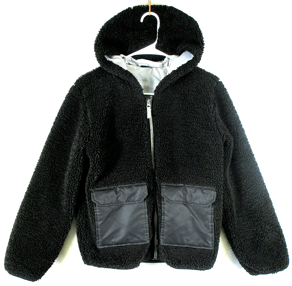 Wonder Nation Boys Zip-Up Sherpa Hoodie Sweatshirt Long Sleeve Size XL Black