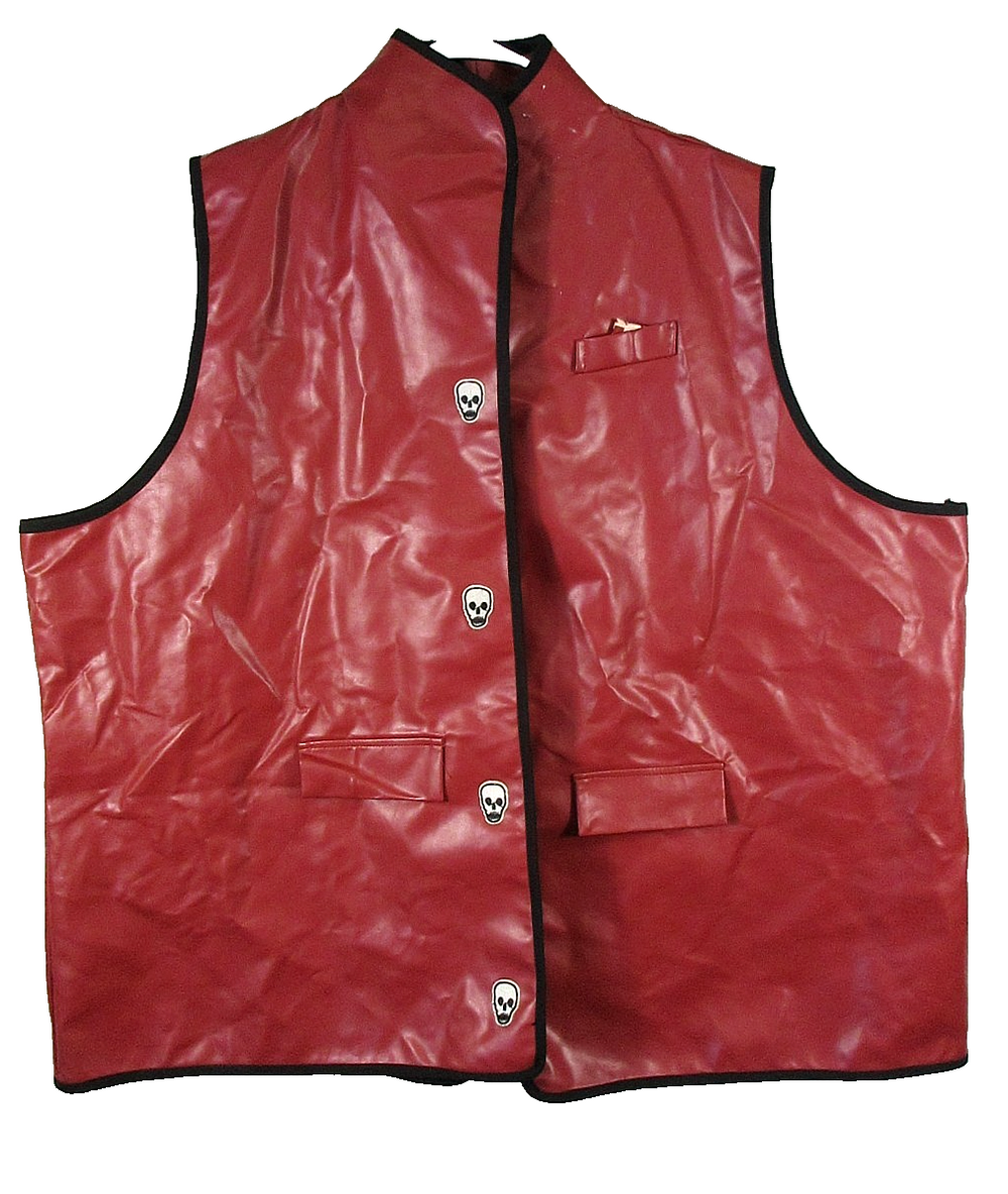 Unbranded Womens Button-Up Faux Leather Vest Sleeveless Pockets Size 5X Red