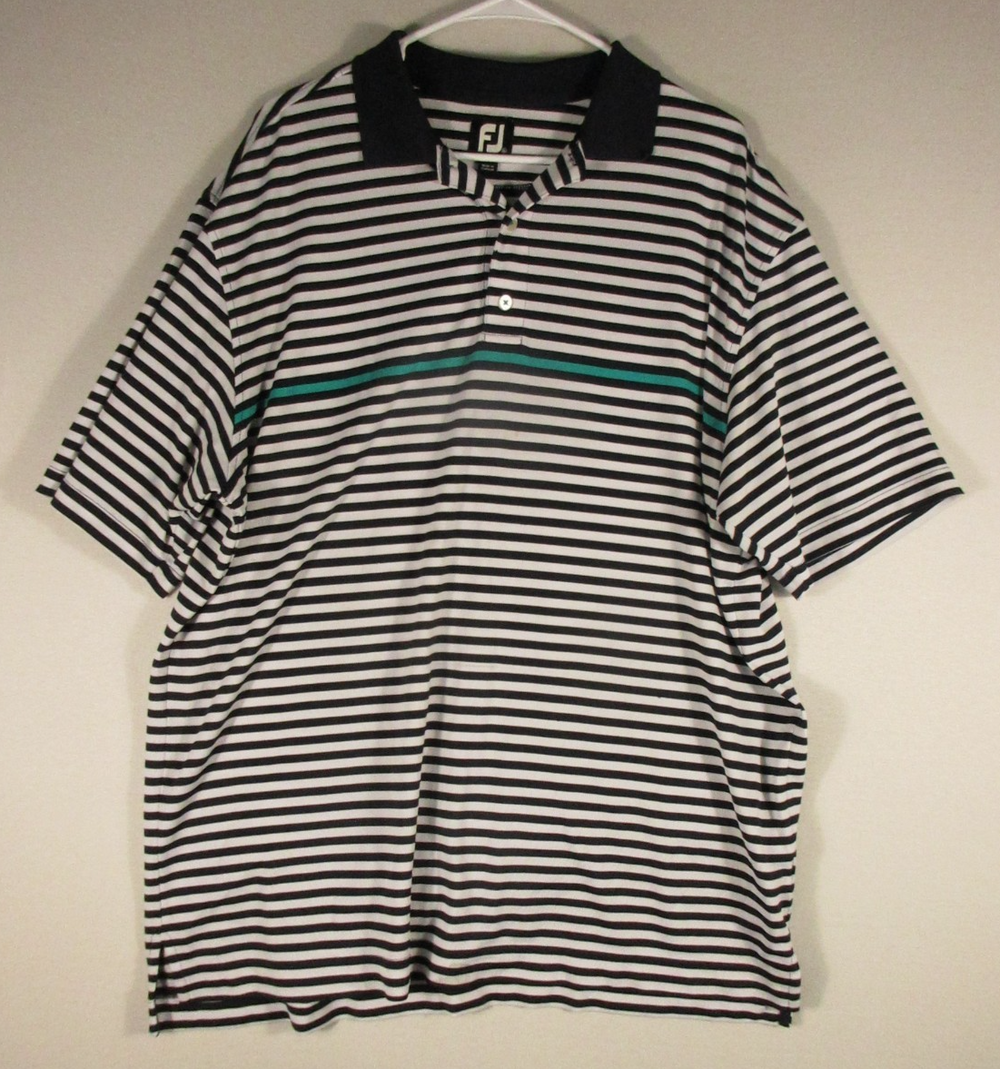FootJoy Mens Button-Up Polo Shirt Striped Print Collared Size XL Multicolor