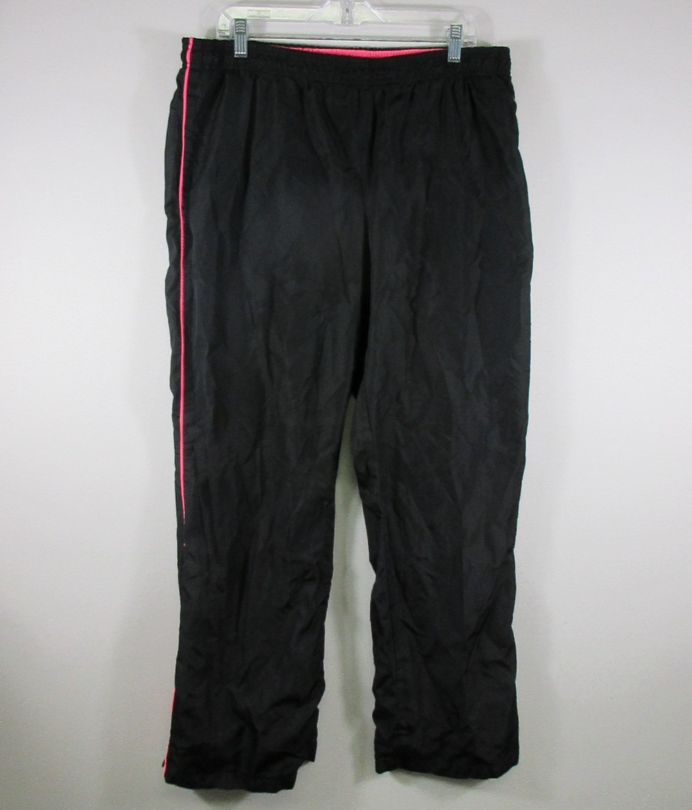 Danskin Now Womens High Rise Track Pants Straight Leg Elastic Waist Sz XL Black