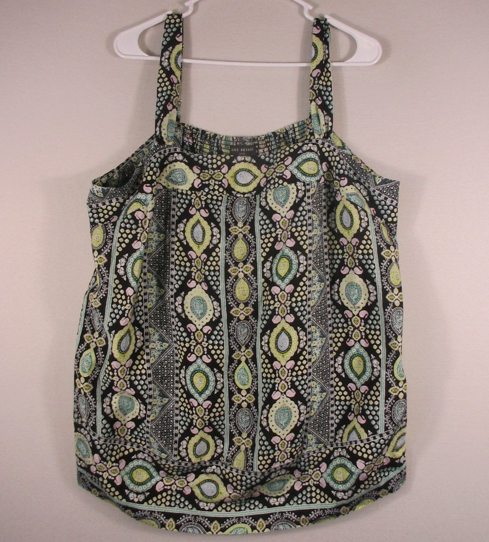 Lane Bryant Womens Square Neck Top Geometric Print Sleeveless Size 18/20 Multi