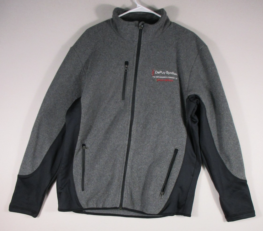 Port Authority Mens Zip-Up Fleece Jacket Long Sleeve Pockets Size L Gray