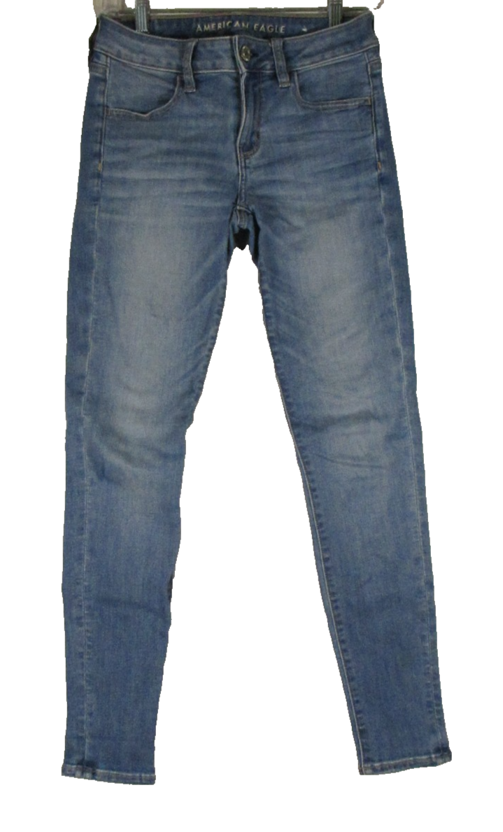 American Eagle Womens Next Level Stretch High Rise Skinny Jeans Size 2 Blue