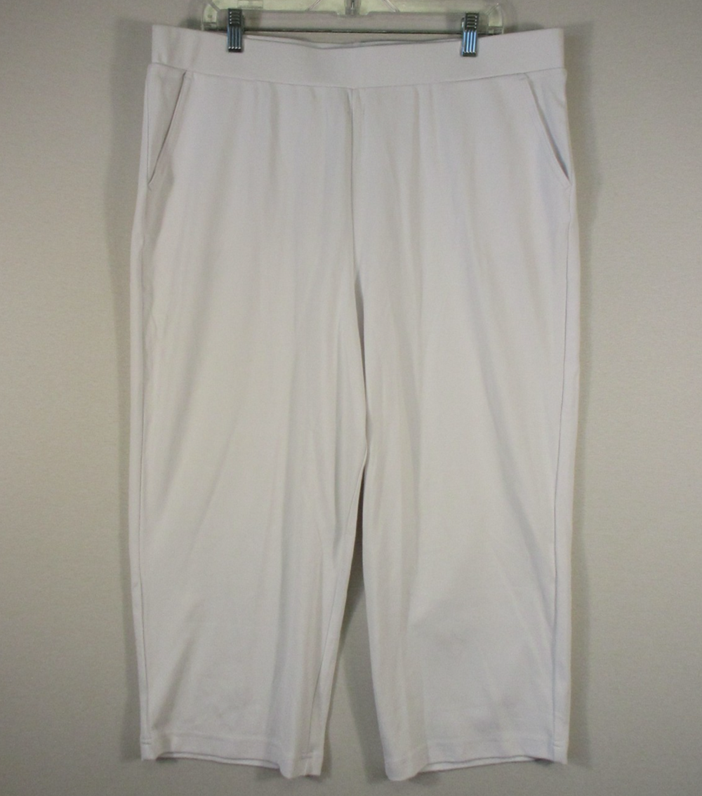 Appleseed's Womens Mid Rise Pull-On Pants Straight Leg Pockets Size XL White