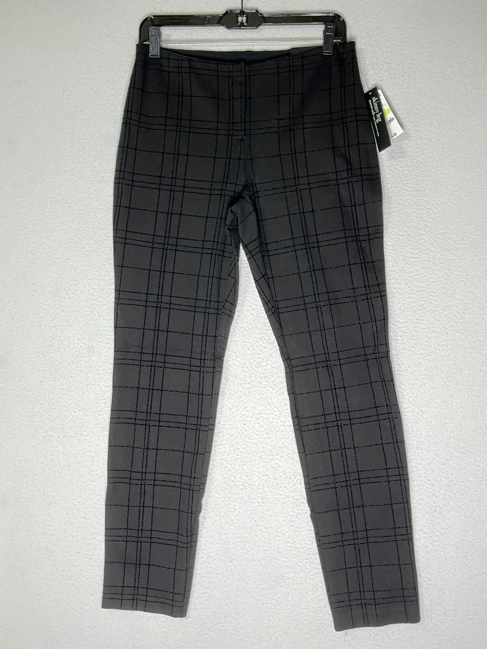 Alfani Gray Black Plaid Skinny Leg Comfort Waist Ankle Pants Stretch Womens SZ 4