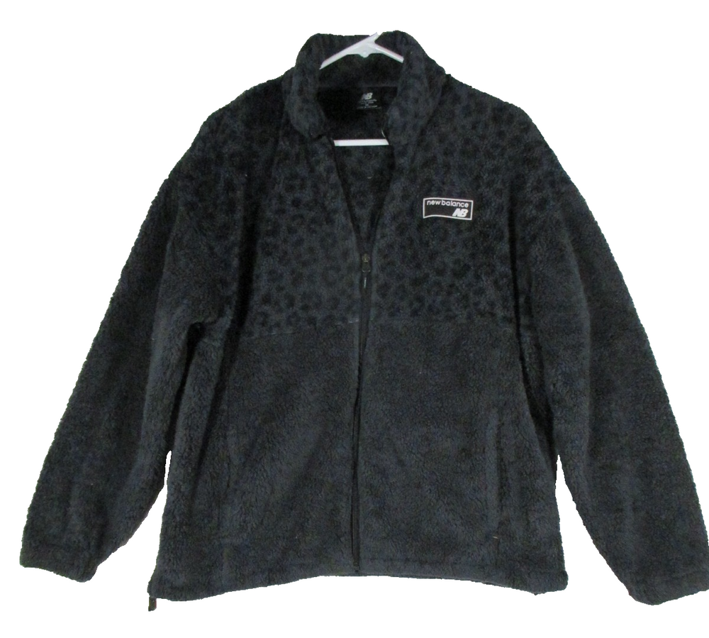 New Balance Womens Full Zip Faux Fur Full Zip Jacket Long Sleeve Size M Black
