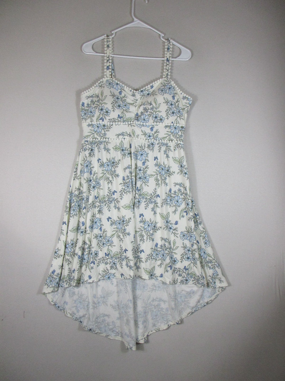 No Boundaries Womens Strapless A-Line Dress Floral Sleeveless Size L White