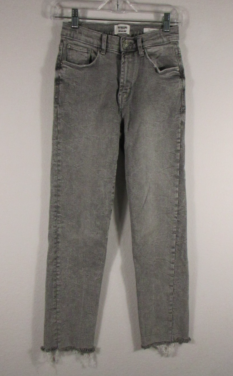 Kensie Jeans Womens Denim Skinny Jeans Mid Rise Rough Hem Size 2/26 Gray