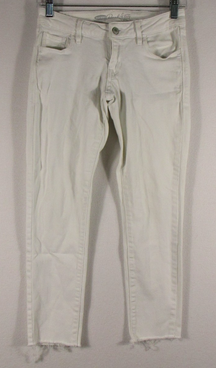 Old Navy Womens The Rock Star Super Skinny Jeans Mid Rise Pockets Size 27W White