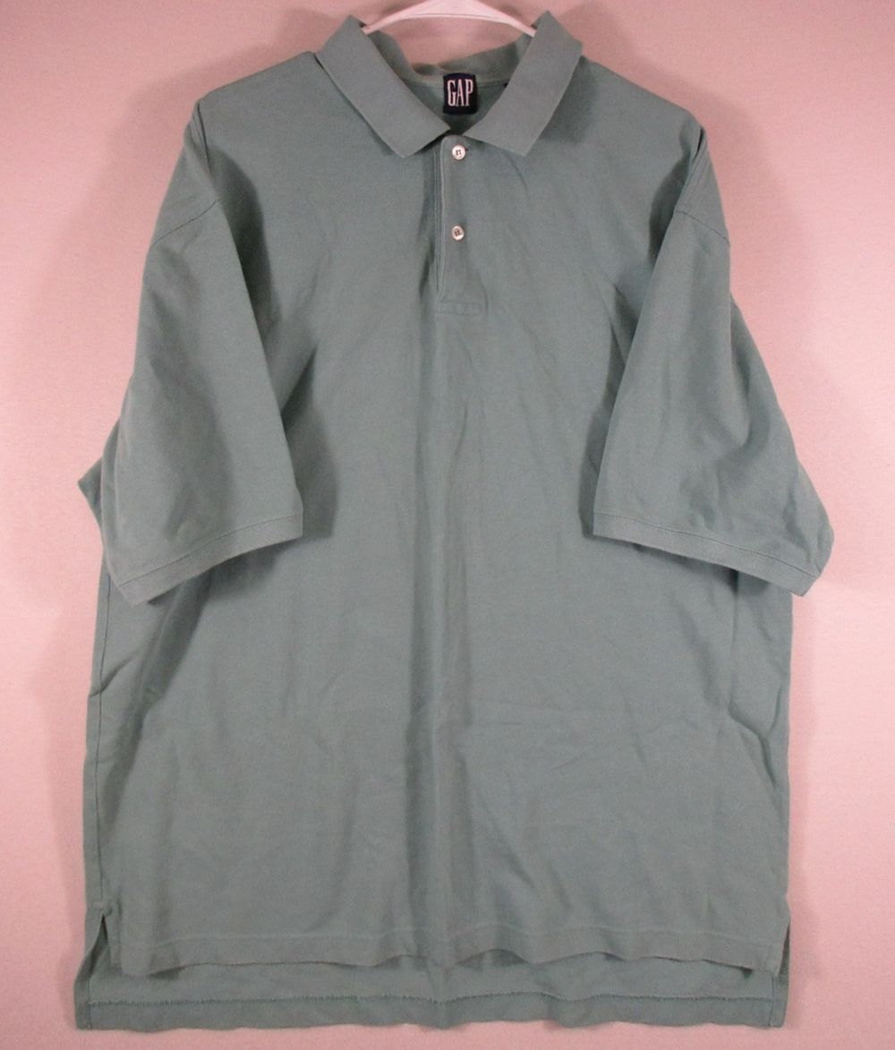 Gap Mens Button Front Polo Shirt Short Sleeve Collared Size 2XL Light Green