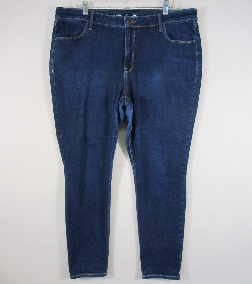 Old Navy Womens High Rise Wow Super Skinny Jeans Button Fly Size 18 Blue