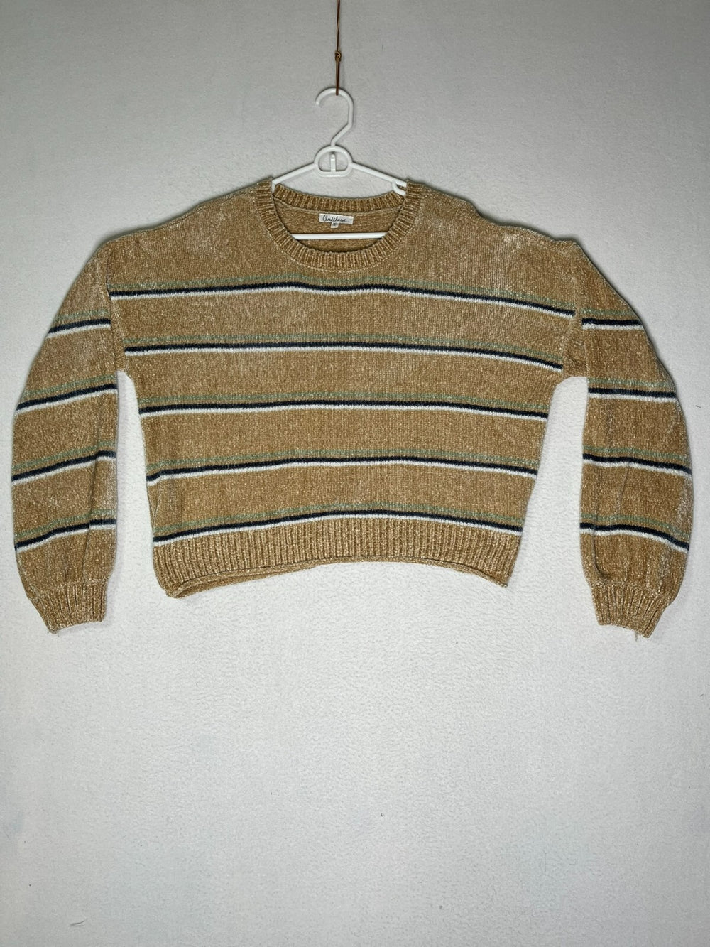 Cloud Chaser Brown Striped Corduroy Sweater Crew Neck Long Sleeve Women's SZ XL