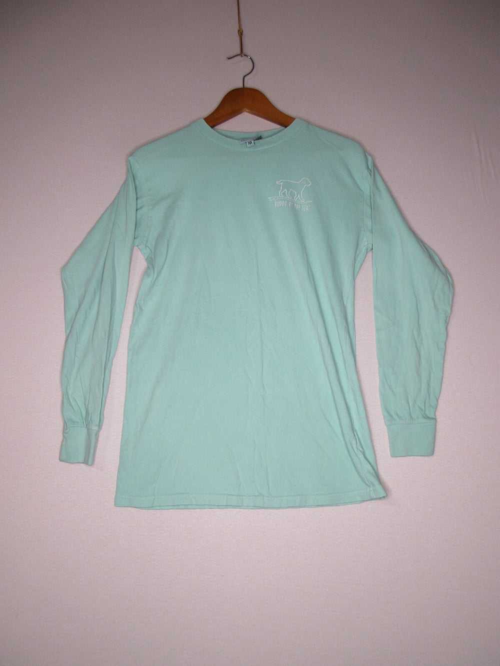 Buddy by the Sea Mens Regular Fit Crew Neck T-Shirt Long Sleeve Size M Teal