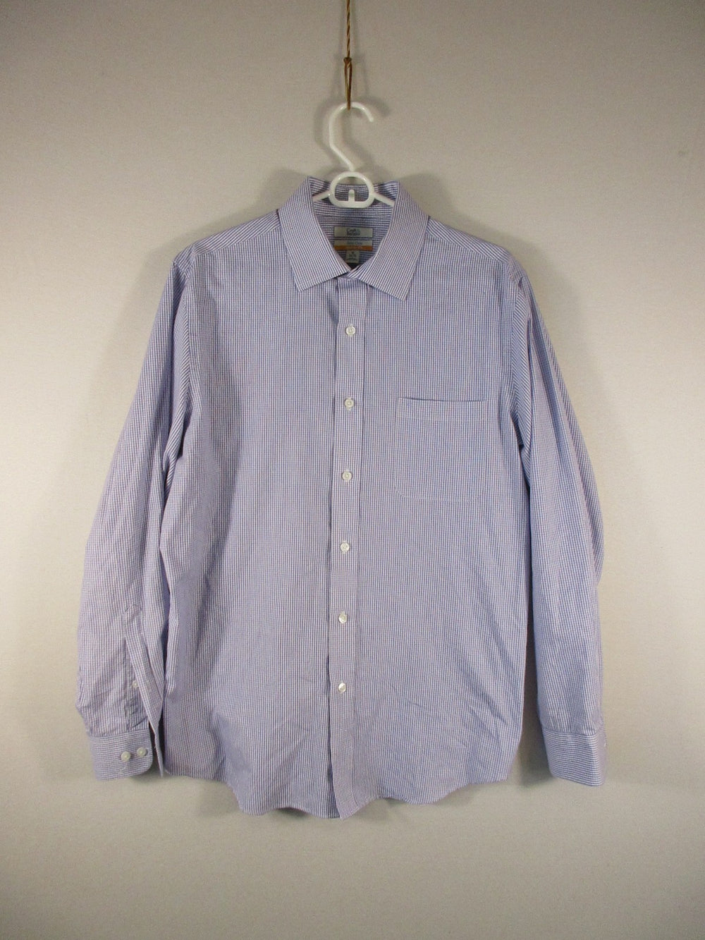 Croft & Barrow Mens Button-Up Athletic Fit Shirt Long Sleeve Size 16 Blue