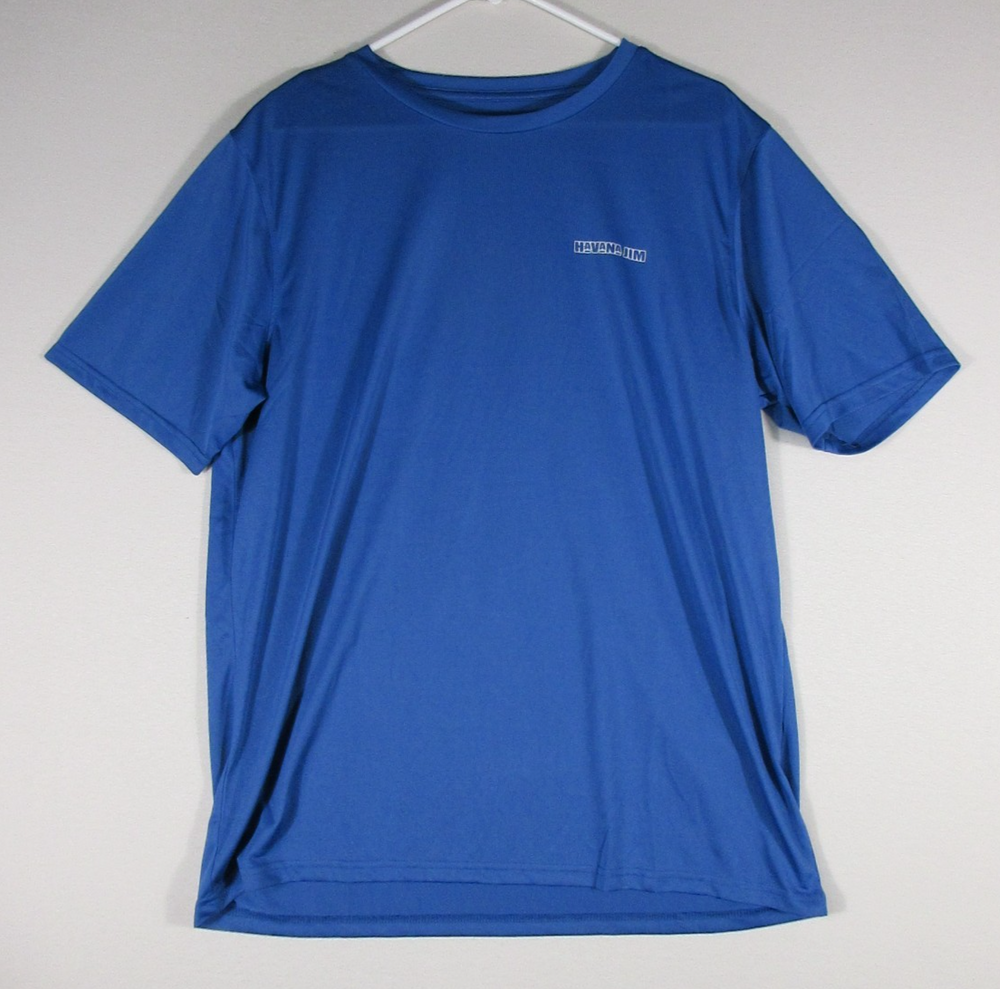 Havana Jim Mens Performance T-Shirt Crew Neck Short Sleeve Size L Blue