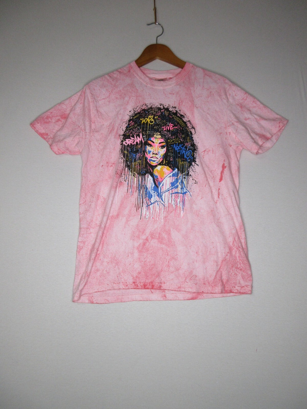 Comfort Colors Womens Graphic Print Crew Neck T-Shirt Short Sleeve Size M Pink