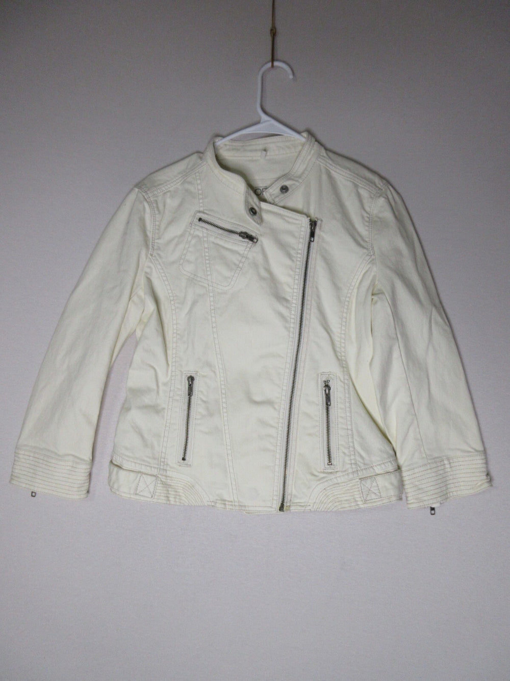 Ann Taylor Loft Womens Pullover Full Zip Jacket Long Sleeve Pockets Size 6 Ivory