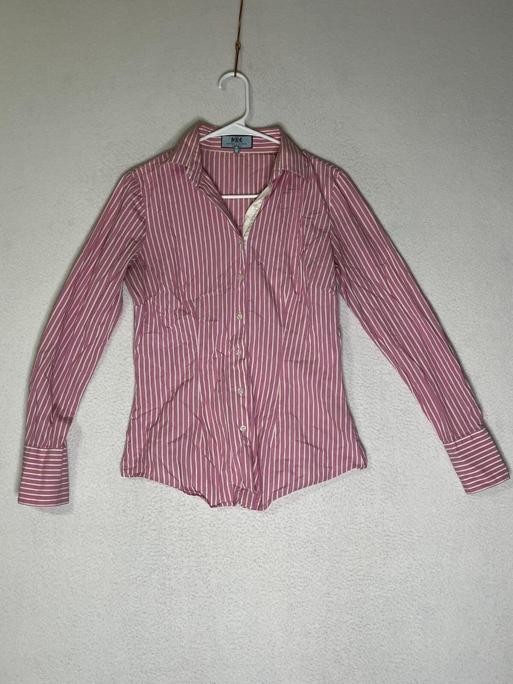 Tiffany & Grey White Pink Striped Button Up Fitted Shirts Women's Size UK 8